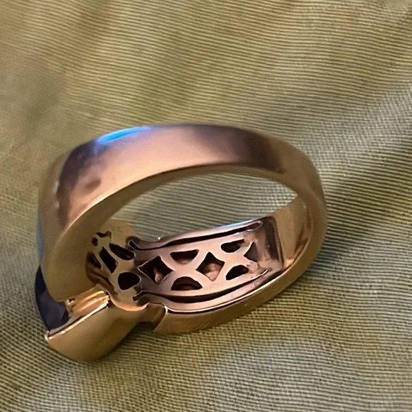 Tanzanite and diamond and fire opal ring - Picture 4 of 8